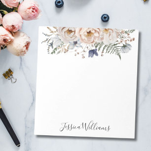Aquarel Mooie Beige Blauwe Gepersonaliseerde Bloem Notitieblok