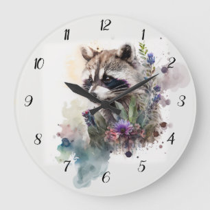 Aquarel Mooie Wasbeer Lente Bloemen       Grote Klok