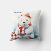Aquarel Mooie Witte IJsbeer Kerst Kussen (Achterkant)