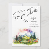 Aquarel Mountain Wildflower Save The Date (Voorkant)