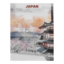 Aquarel Mt. Fuji & Japanese Pagode – Japan Land