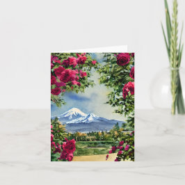 Aquarel Mt Hoot en rozen aanpasbaar Kaart