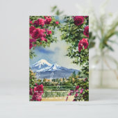 Aquarel Mt Hoot en rozen aanpasbaar Kaart (Staand voorkant)