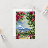 Aquarel Mt Hoot en rozen aanpasbaar Kaart (Voorkant / Achterkant in situ)