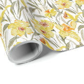 Aquarel Narcis Bloementuin Lente Cadeaupapier (Rol Hoek)