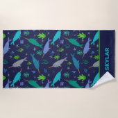 Aquarel Narwals Onder De Zee Gouden Kinderen Strandlaken (Voorkant)