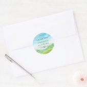 Aquarel Natuur Berg Bruiloft Ronde Sticker (Envelop)