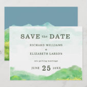 Aquarel Natuur Berg Bruiloft Save The Date (Voorkant / Achterkant)