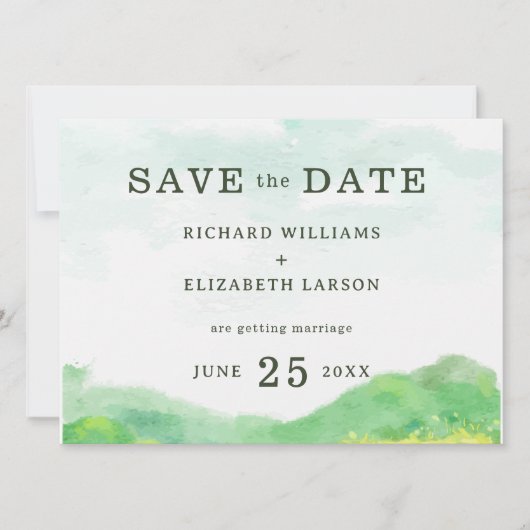 Aquarel Natuur Berg Bruiloft Save The Date (Voorkant)