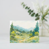 Aquarel Natuur Berg Handgetekend Briefkaart (Staand voorkant)