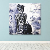 Aquarel - Natuur Dame - Zwart & Wit Canvas Afdruk (Insitu (Houten vloer))