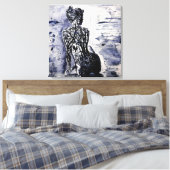 Aquarel - Natuur Dame - Zwart & Wit Canvas Afdruk (Insitu (Slaapkamer))