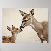Aquarel Natuur Kunst van Moederhert en Jong Poster (Voorkant)