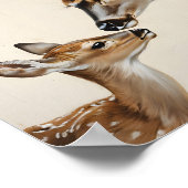 Aquarel Natuur Moeder Hert en Jong Kunst Poster (Hoek)