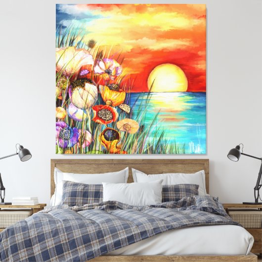 Aquarel Natuur Zonsopgang Canvas Print (Insitu (Slaapkamer))