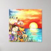 Aquarel Natuur Zonsopgang Canvas Print (Voorkant)