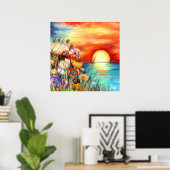 Aquarel Natuur Zonsopgang Poster (Thuiskantoor)