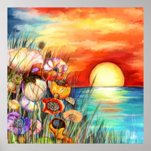 Aquarel Natuur Zonsopgang Poster