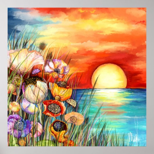 Aquarel Natuur Zonsopgang Poster (Voorkant)