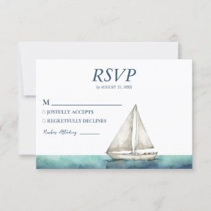 Aquarel Nautilus Schip Zeiljacht Trouwen RSVP Kaartje