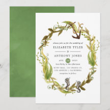 Aquarel Nautilus Zeewier Bruiloft