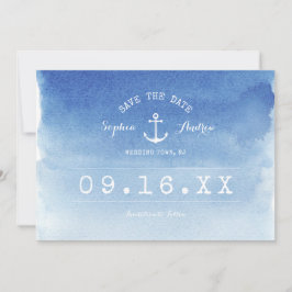 Aquarel nautisch strand bruiloft save the date