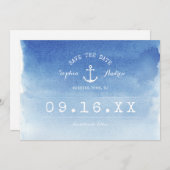 Aquarel nautisch strand bruiloft save the date (Voorkant / Achterkant)