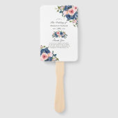 Aquarel Navy en Blush Bloemen Huwelijksprogramma Handwaaier (Voorkant)