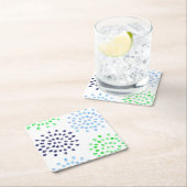 Aquarel Navy Groen Lichtblauwe Bloem Kartonnen Onderzetters (Insitu)