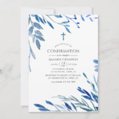 Aquarel Navy Indigo Bladeren Bevestiging Kaart (Voorkant)