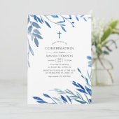 Aquarel Navy Indigo Bladeren Bevestiging Kaart (Staand voorkant)