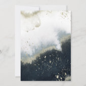 Aquarel Navyblauw & Goud Trouw Uitnodiging (Achterkant)