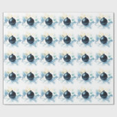 Aquarel Navyblauw Ornament Inpakpapier (Vlak)