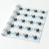 Aquarel Navyblauw Ornament Inpakpapier (Uitgerold)