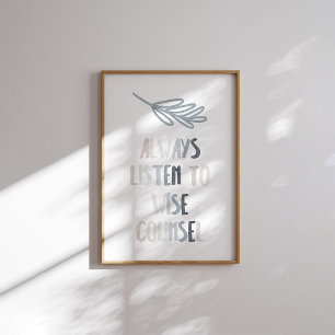 Aquarel neutraal luister altijd naar wijs poster