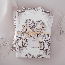 Aquarel Neutrale Bloem Roos Inpakpapier Vel