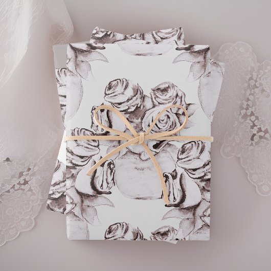 Aquarel Neutrale Bloem Roos Inpakpapier Vel