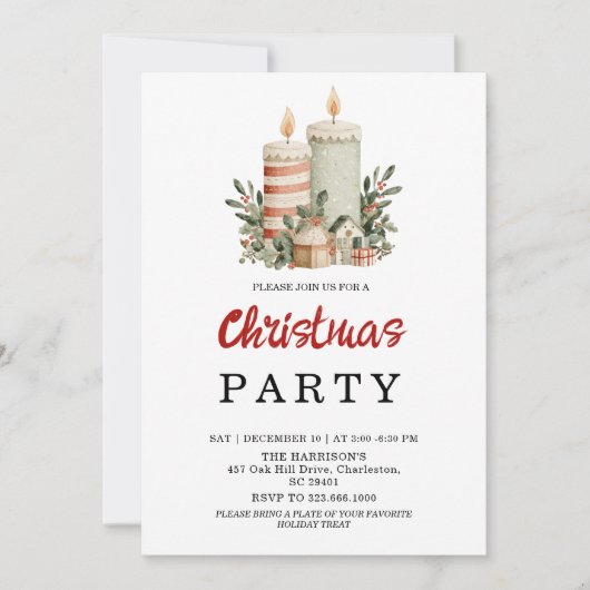 Aquarel Neutrale Boho Kerstfeest Uitnodiging (Voorkant)