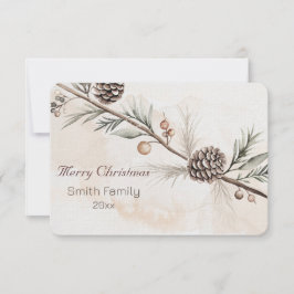 Aquarel Neutrale kleur Kerstboom Bedankkaart