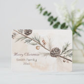 Aquarel Neutrale kleur Kerstboom Bedankkaart (Staand voorkant)