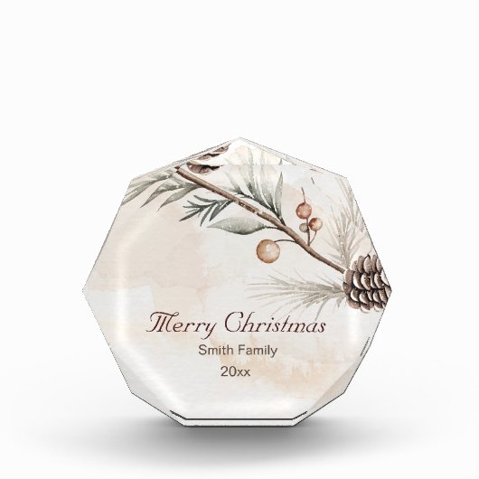 Aquarel Neutrale kleur Kerstboom Fotoblokken (Voorkant)