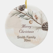 Aquarel Neutrale kleur Kerstboom Keramisch Ornament (Achterkant)