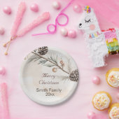 Aquarel Neutrale kleur Kerstboom Papieren Bordje (Feest)