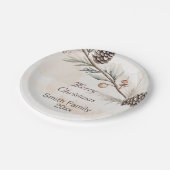 Aquarel Neutrale kleur Kerstboom Papieren Bordje (Gekanteld)