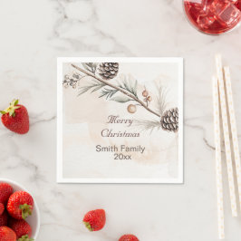 Aquarel Neutrale kleur Kerstboom Servet