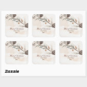 Aquarel Neutrale kleur Kerstboom Vierkante Sticker (Vel)