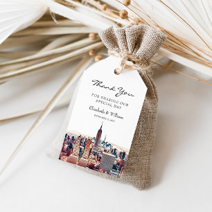 Aquarel New York City Silhouet Favor Bedankt Cadeaulabel