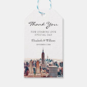 Aquarel New York City Silhouet Favor Bedankt Cadeaulabel (Voorkant)