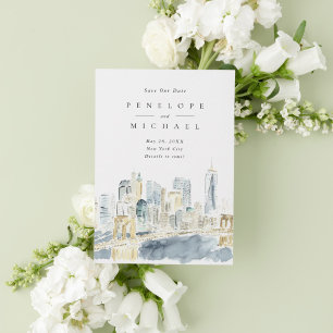 Aquarel New York City USA Bestemming Huwelijk Save The Date