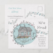 Aquarel Nieuw thuis adres we zijn verhuisd Aankondigingskaart (Voorkant / Achterkant)